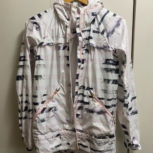 Lululemon Miss Misty Sunset Stripe Blush Rain Black Full Zip Jacket Hooded Sz 4